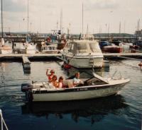 The perfect small fiber glass day tourer. The boat was roomy and very stable. It ran fast with a 30HP Yamaha engine. The boat was<br> bought on land at Nesset, &Aring;s. The boat was moored outside my boat house at Rudstrand, Nesodden and used for many day trips<br> (and one overnight trip at H&aring;&oslash;) in inner Oslofjord.