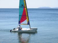 I sailed this small Hobie Cat from Barangay Ligaya to Ligpo Island and Maricaban Island.
