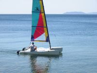Hobie cat sailing the amihan winds in Balayan Bay.