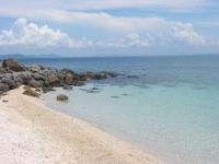 Sandy beach on Sombrero Island.