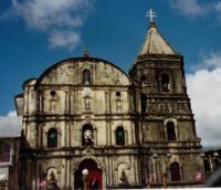 Tayabas church with Christmas parols.